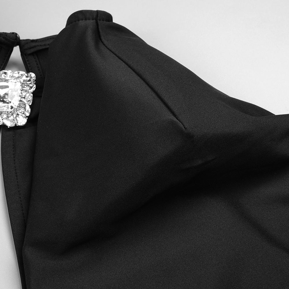 Refined Midnight Embrace Evening Dress – Worn View