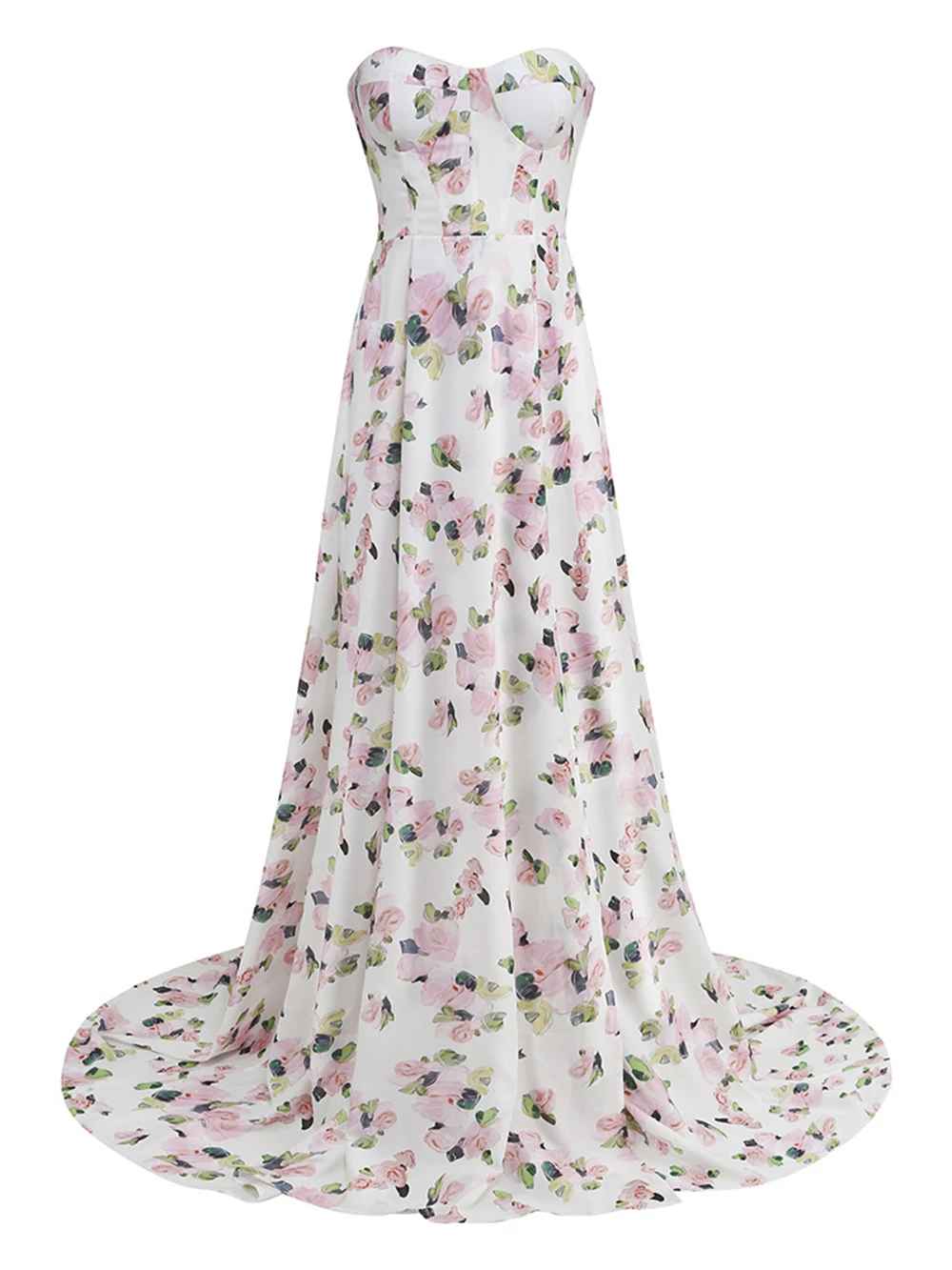 Luxe Jardin Blanc Evening Dress – Studio View