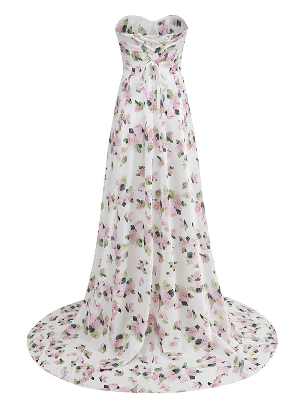 Luxe Jardin Blanc Evening Dress – Movement Shot