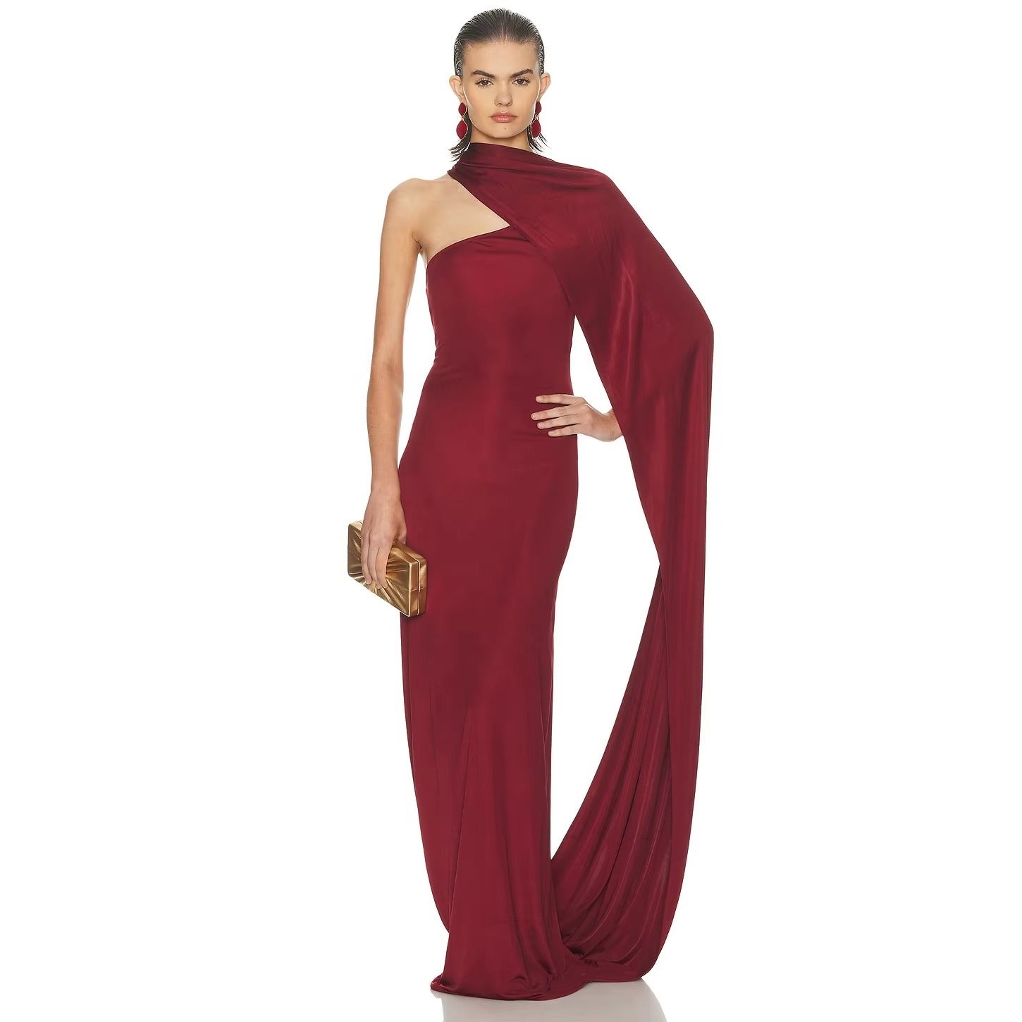 Chic Royal Drift Evening Dress – Side View