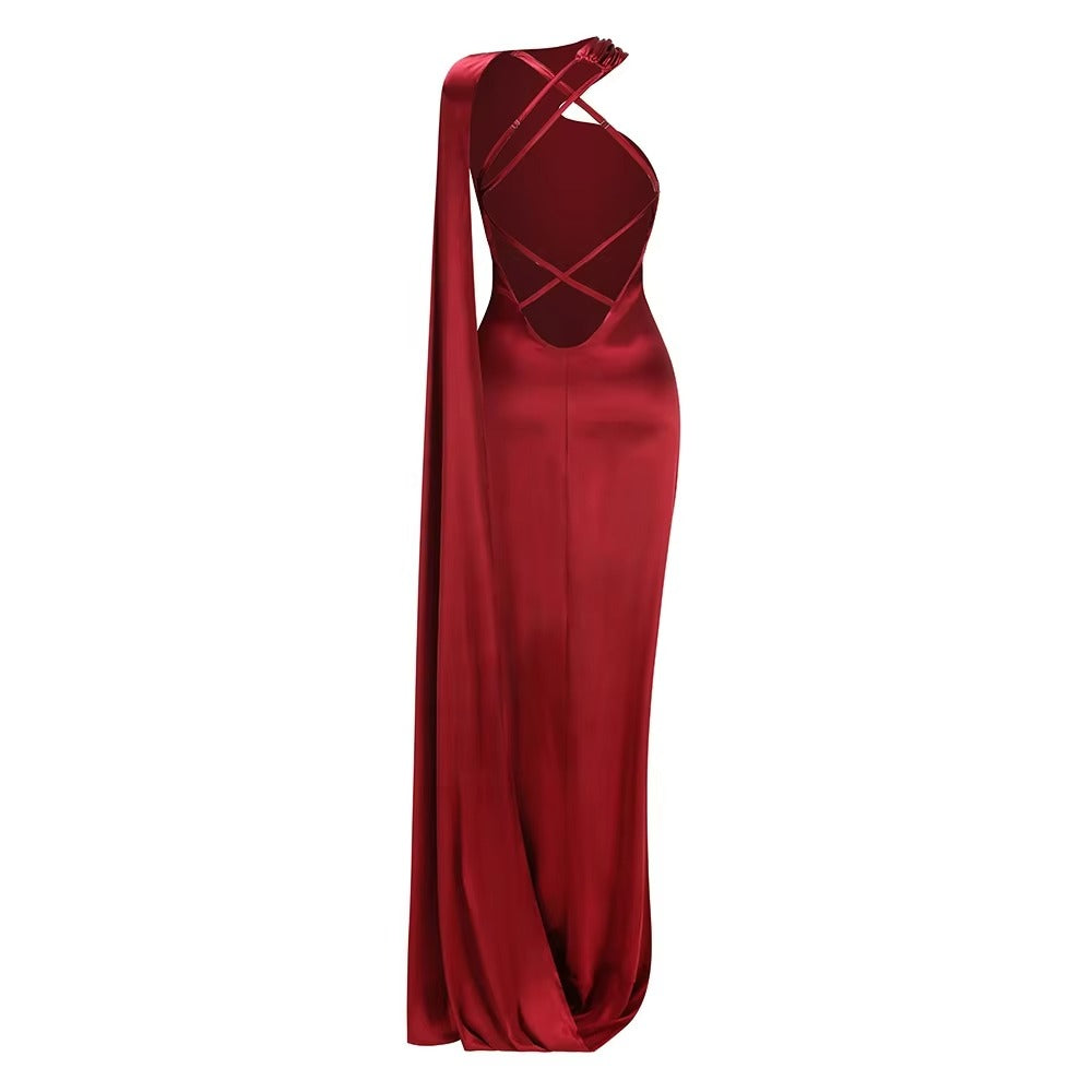 Chic Royal Drift Evening Dress – Back View