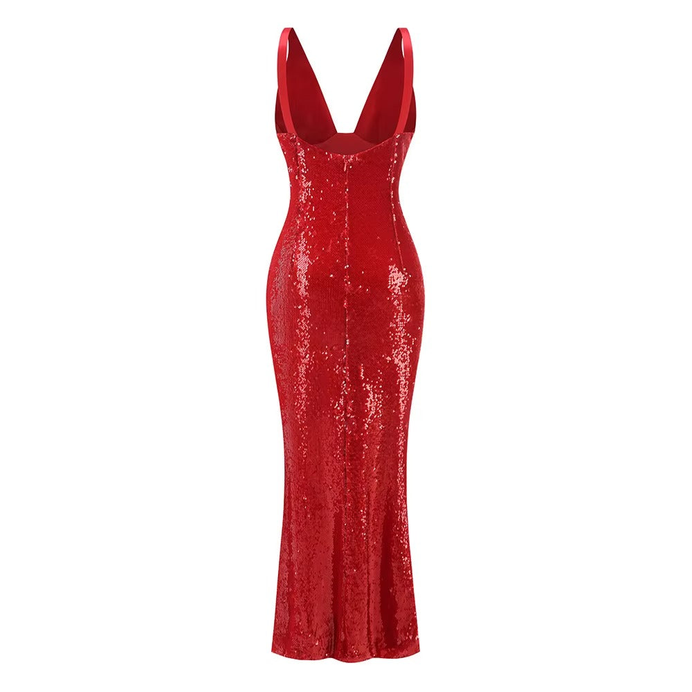 Chic Holiday Reverie Evening Dress – Back View