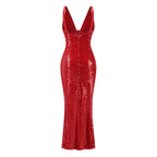 Chic Holiday Reverie Evening Dress – Back View