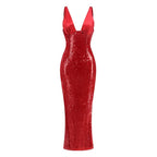 Chic Holiday Reverie Evening Dress – Close Up