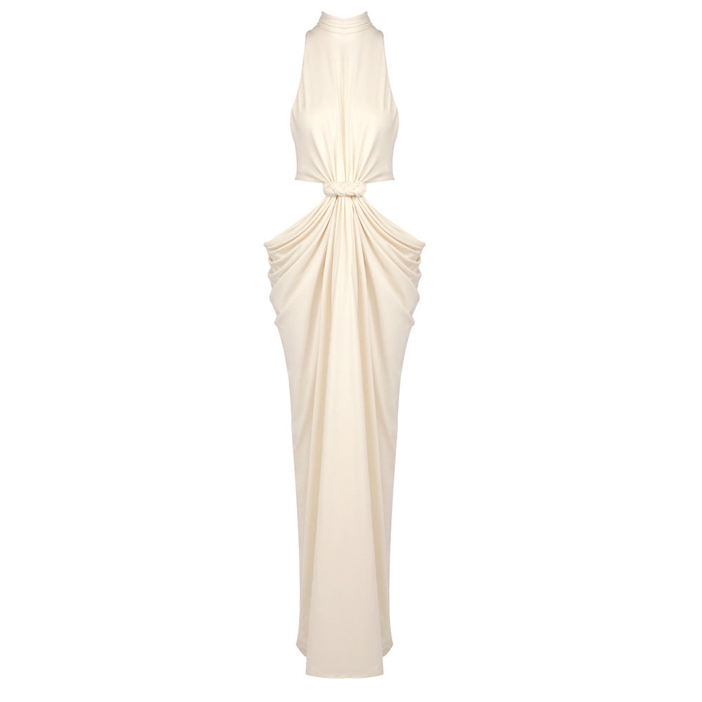 Elegant Ivory Sculpture Evening Dress – Detail View