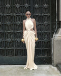 Elegant Ivory Sculpture Evening Dress – Front View