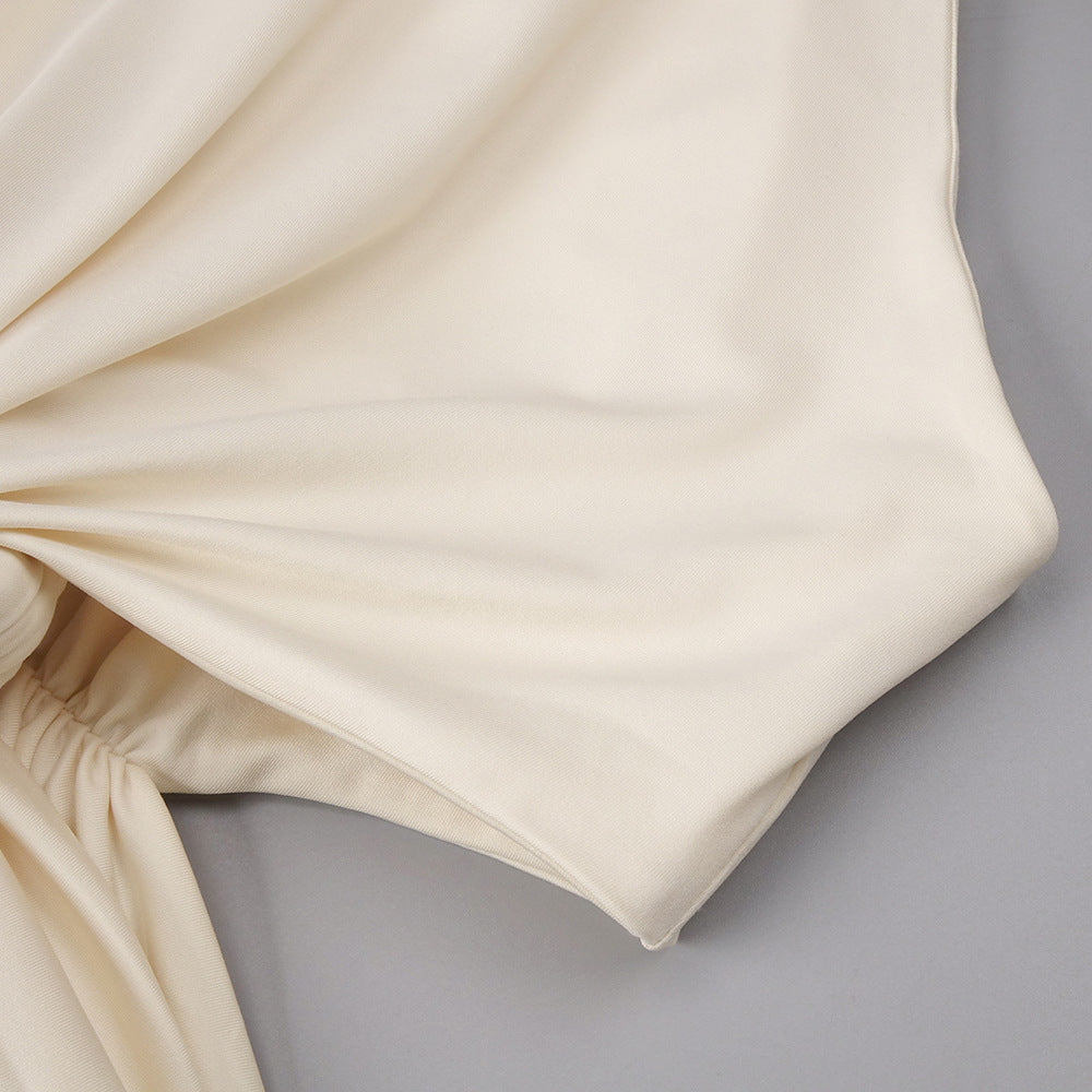 Elegant Ivory Sculpture Evening Dress – Model View