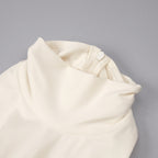 Elegant Ivory Sculpture Evening Dress – Draped Look