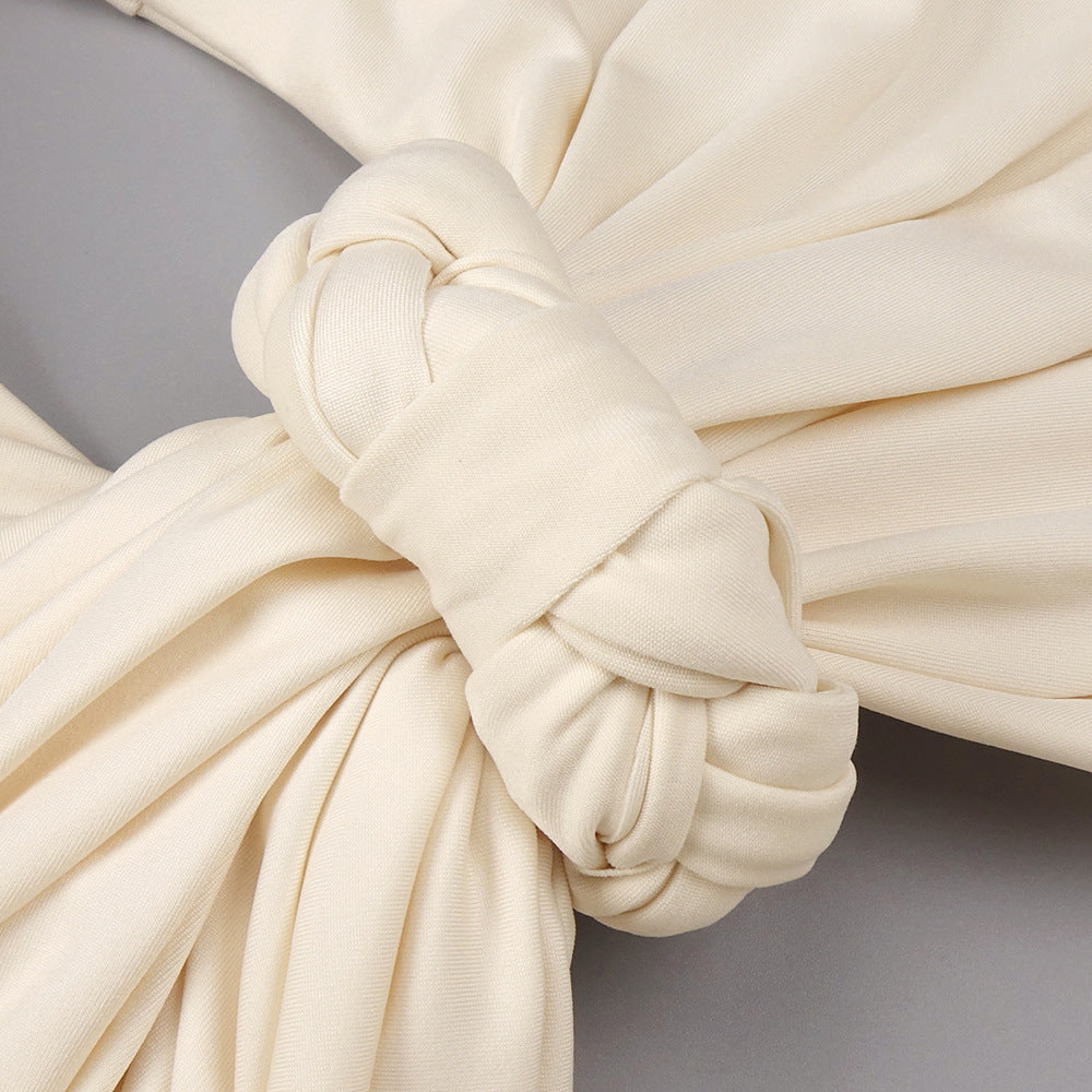 Elegant Ivory Sculpture Evening Dress – Studio View
