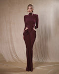 Luxe Merlot Sculpt Evening Dress – Front View