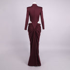 Luxe Merlot Sculpt Evening Dress – Draped Look
