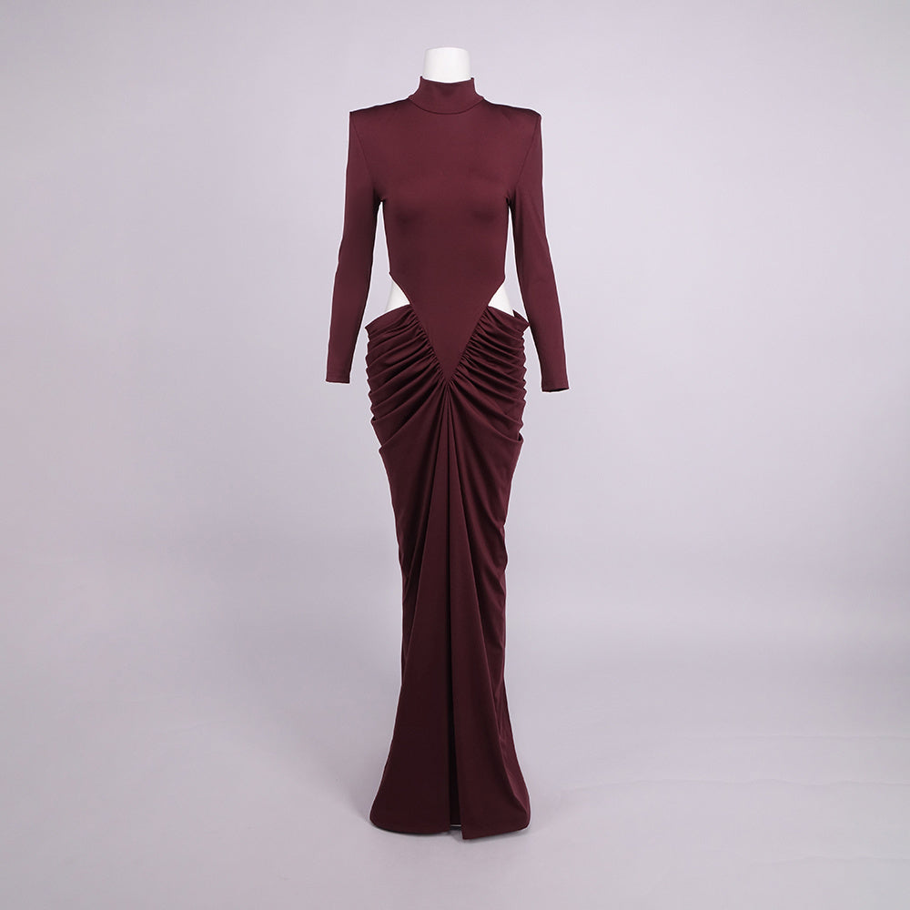 Luxe Merlot Sculpt Evening Dress – Texture Detail