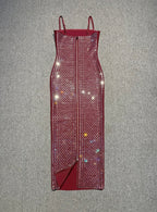 Sophisticated Burgundy Poise Evening Dress – Close Up