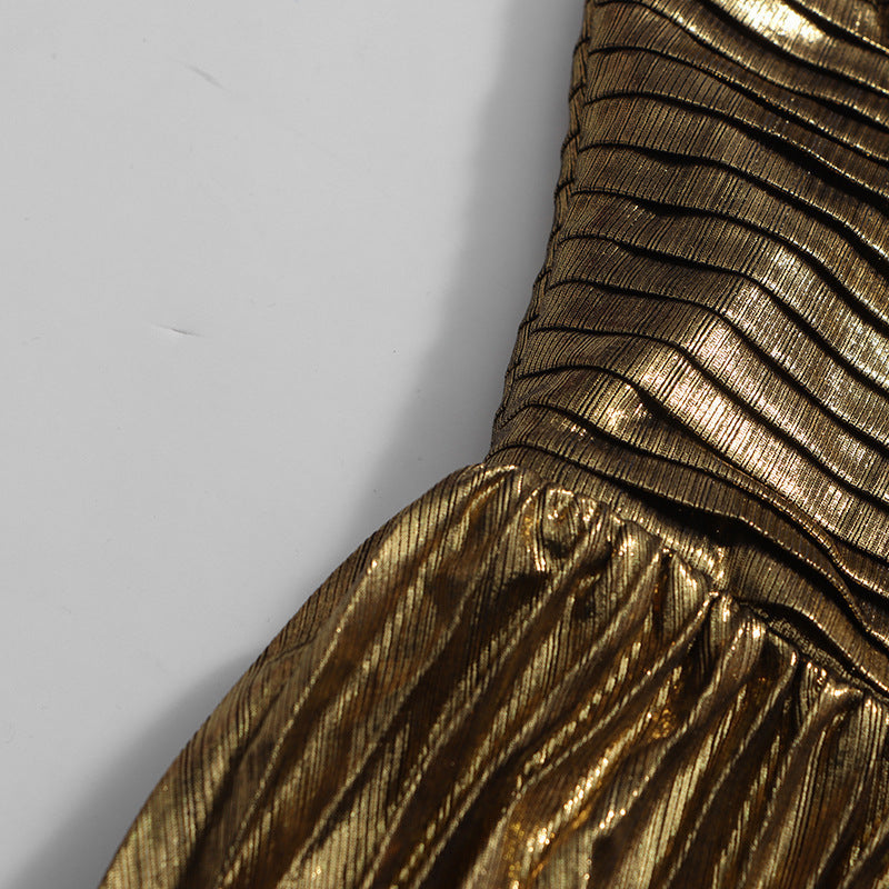 Polished Imperial Gold Evening Dress – Close Up