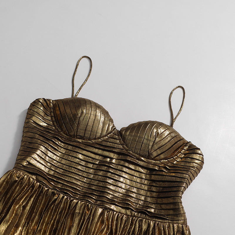 Polished Imperial Gold Evening Dress – Texture Detail