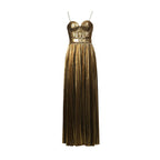 Polished Imperial Gold Evening Dress – Model View
