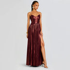 Alluring Ruby Glow Gown Evening Dress – Draped Look