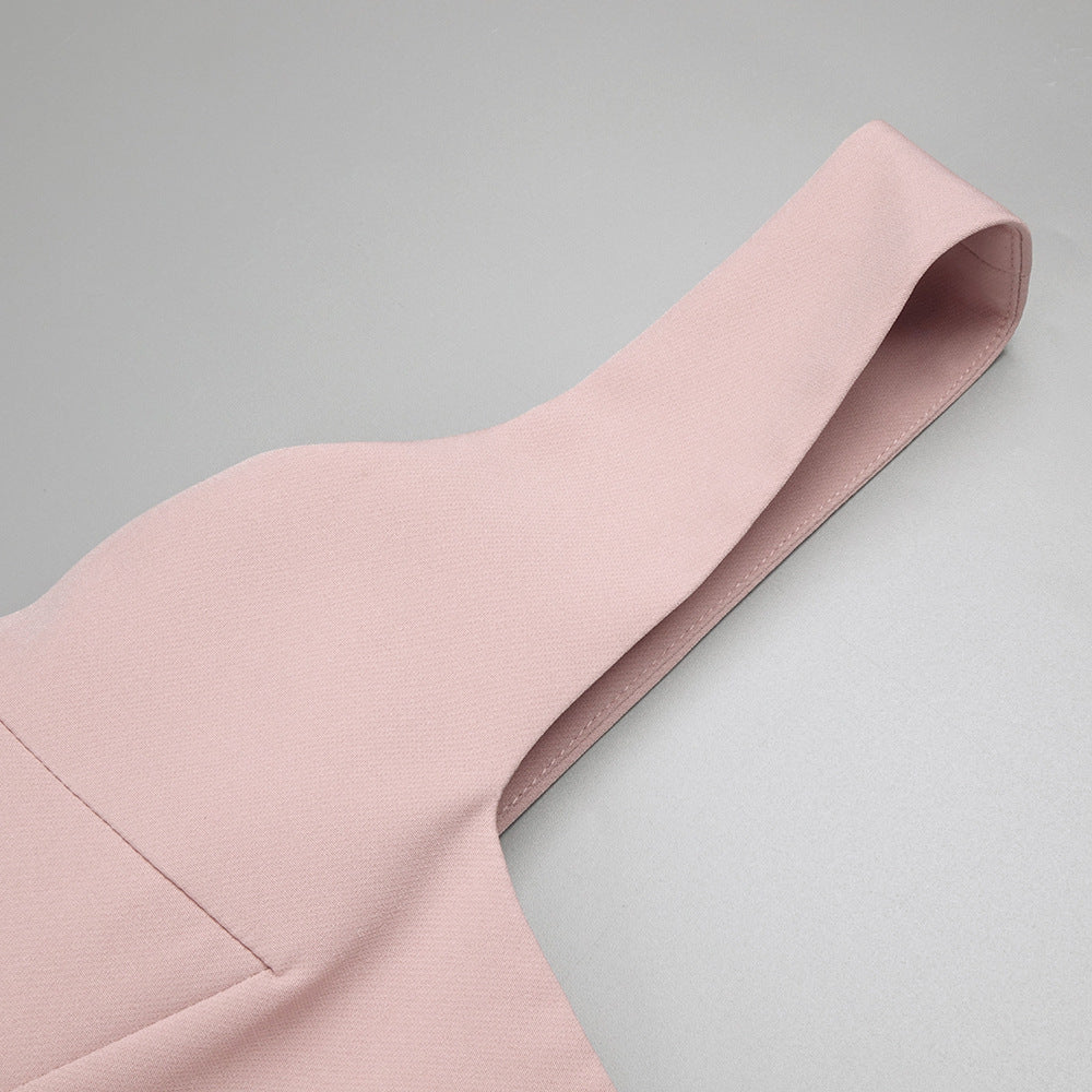 Luxe Blush Sculpt Dress Evening Dress – Close Up