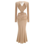 Luxe Scarlet Whisper Evening Dress – Studio View