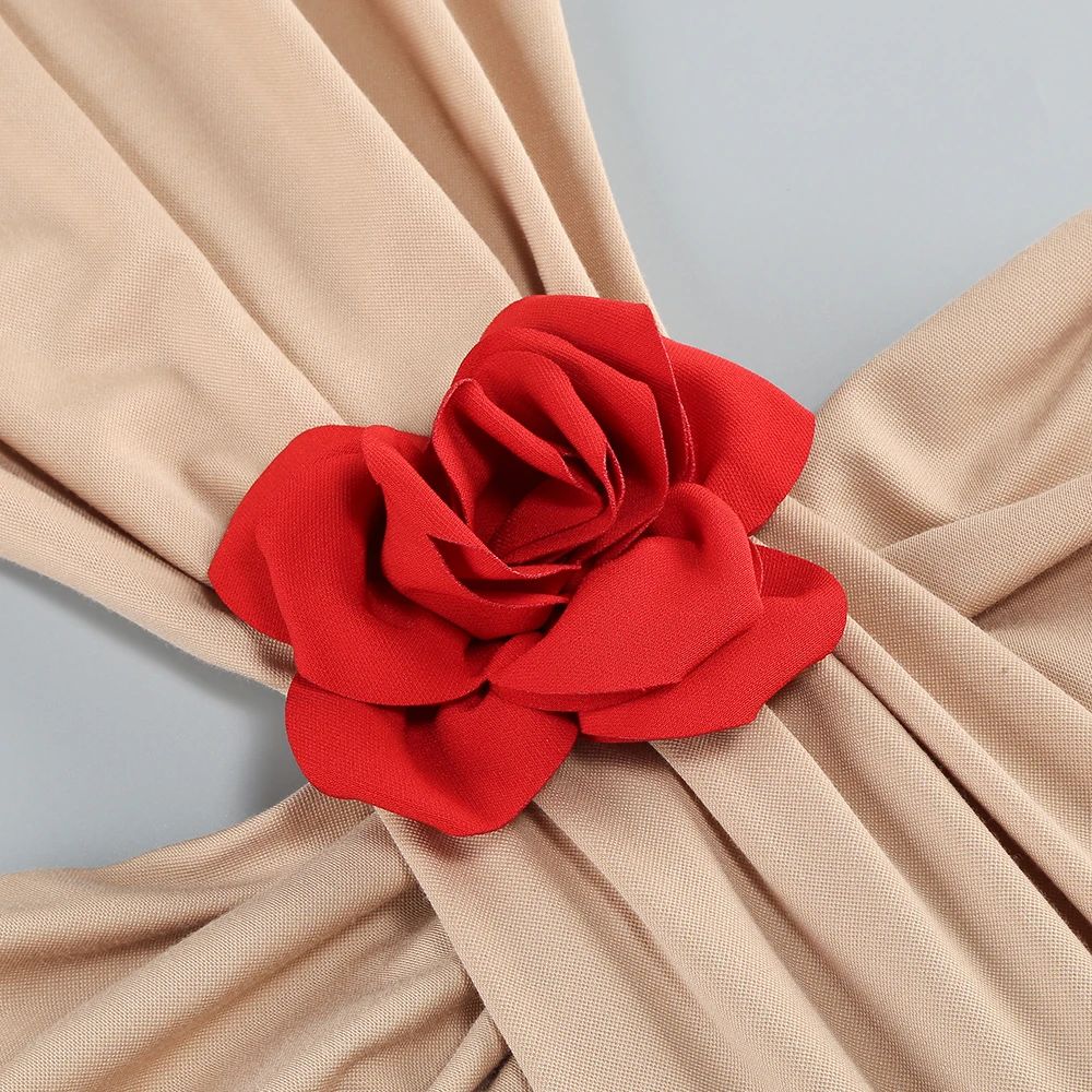 Luxe Scarlet Whisper Evening Dress – Side View