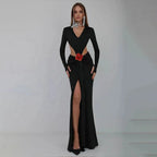 Luxe Scarlet Whisper Evening Dress – Side View