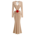 Luxe Scarlet Whisper Evening Dress – Editorial Shot