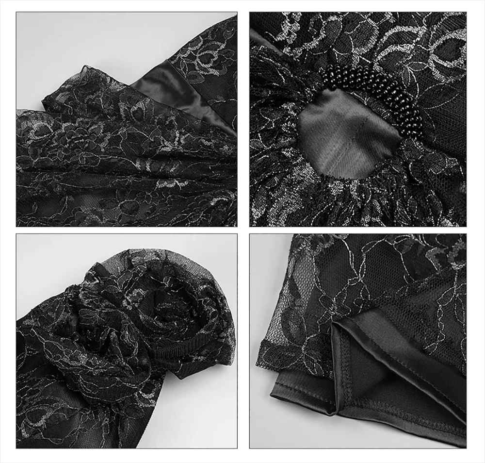Elegant Obsidian Muse Evening Dress – Texture Detail