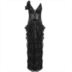 Elegant Obsidian Muse Evening Dress – Model View