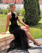 Elegant Obsidian Muse Evening Dress – Front View