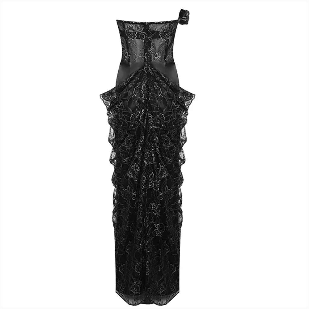 Elegant Obsidian Muse Evening Dress – Close Up