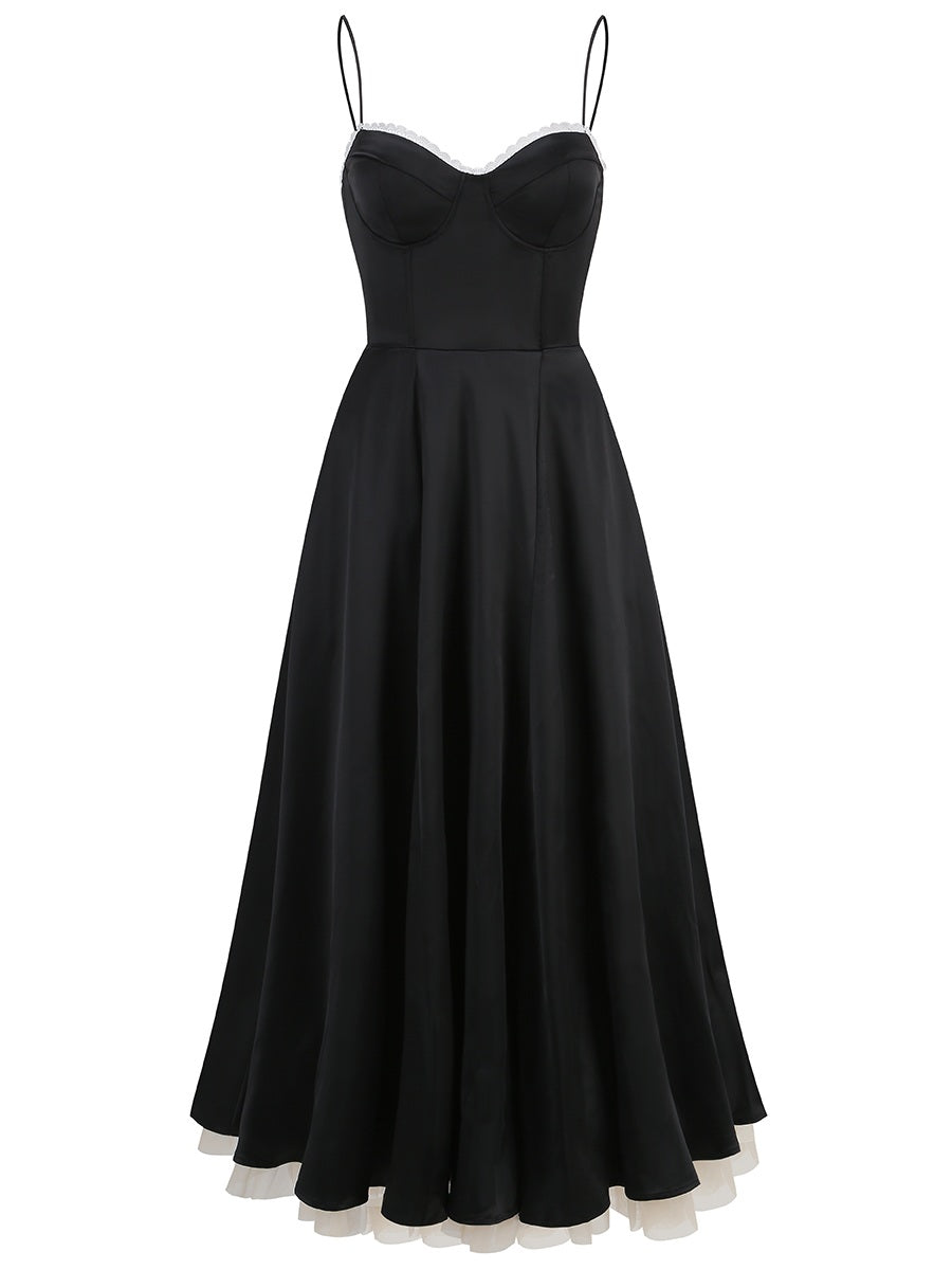 Noir Classic Dress – Detail View | Women's Maxi Dress
