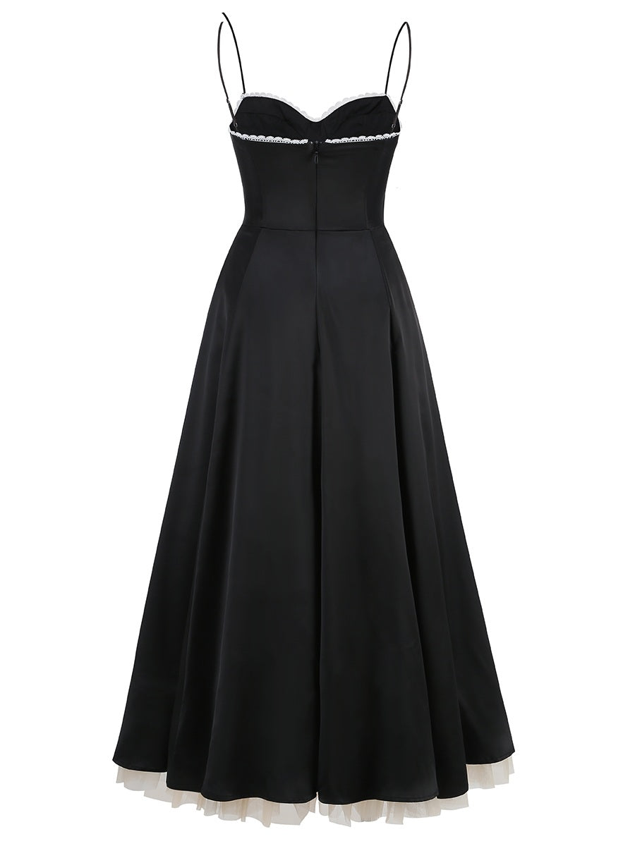 Noir Classic Dress – Detail View | Women's Maxi Dress