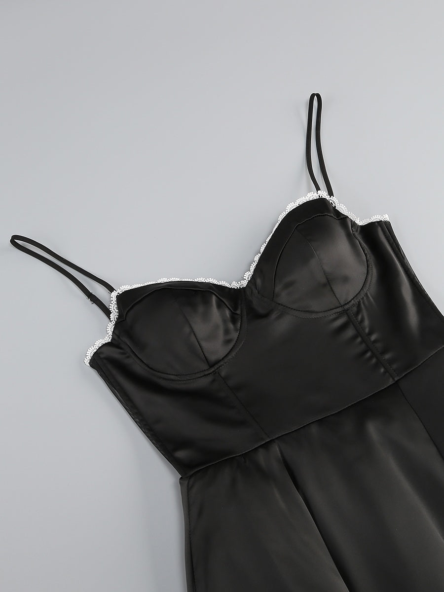 Noir Classic Dress – Detail View | Women's Maxi Dress