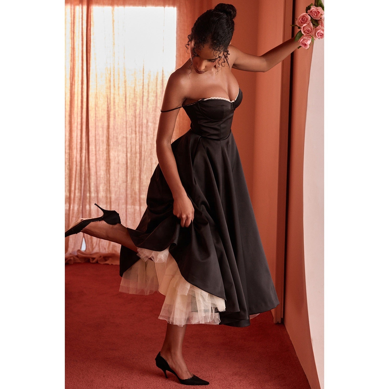 Noir Classic Dress – Detail View | Women's Maxi Dress