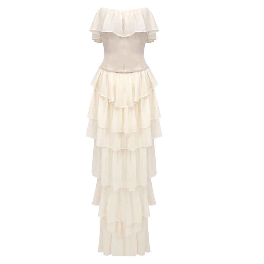 Enchanting Ivory Sonata Evening Dress – Worn View