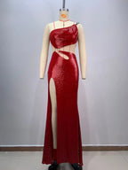 Polished Scarlet Inferno Evening Dress – Full Length