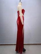 Polished Scarlet Inferno Evening Dress – Close Up