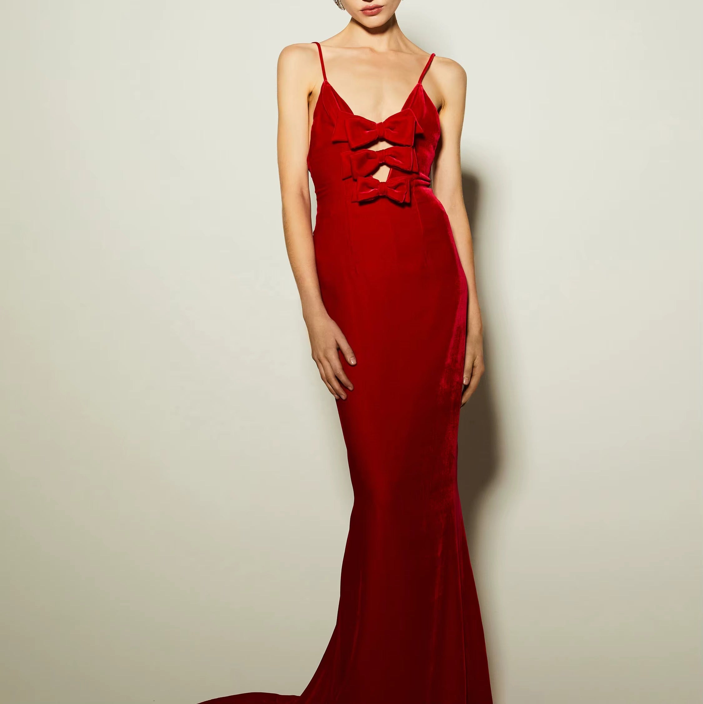 Graceful Scarlet Whisper Evening Dress – Side View
