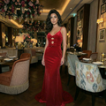 Graceful Scarlet Whisper Evening Dress – Front View