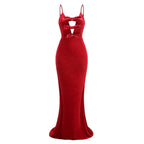 Graceful Scarlet Whisper Evening Dress – Draped Look
