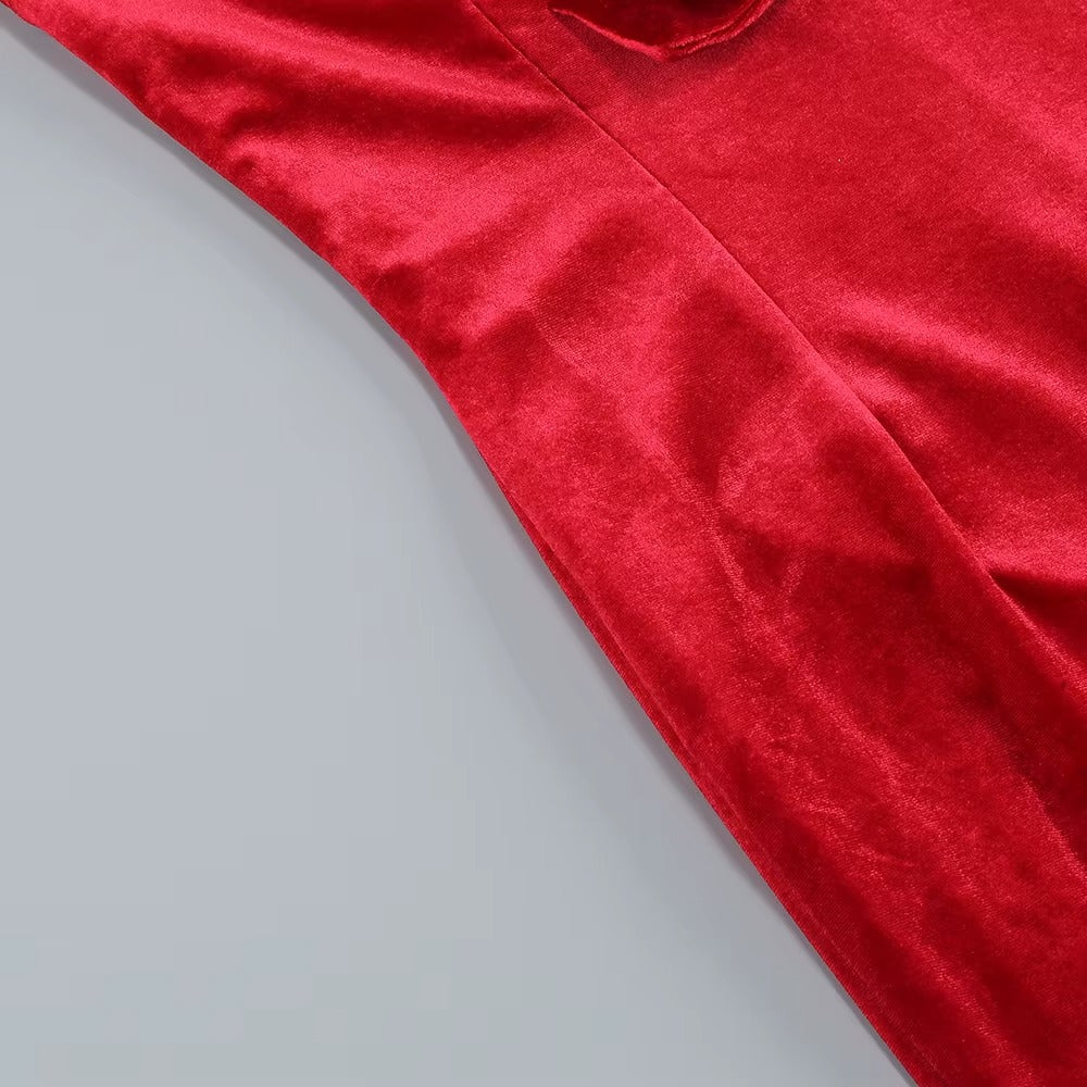 Graceful Scarlet Whisper Evening Dress – Detail View