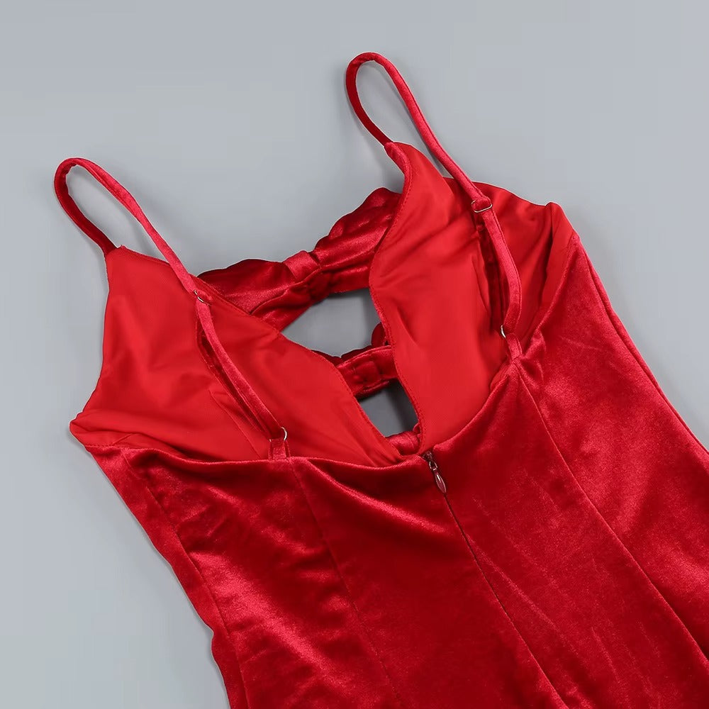 Graceful Scarlet Whisper Evening Dress – Back View