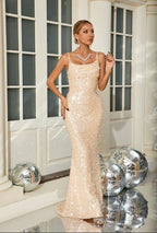 Elegant Ocean Dusk Evening Dress – Back View
