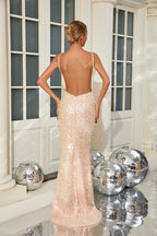 Elegant Ocean Dusk Evening Dress – Detail View