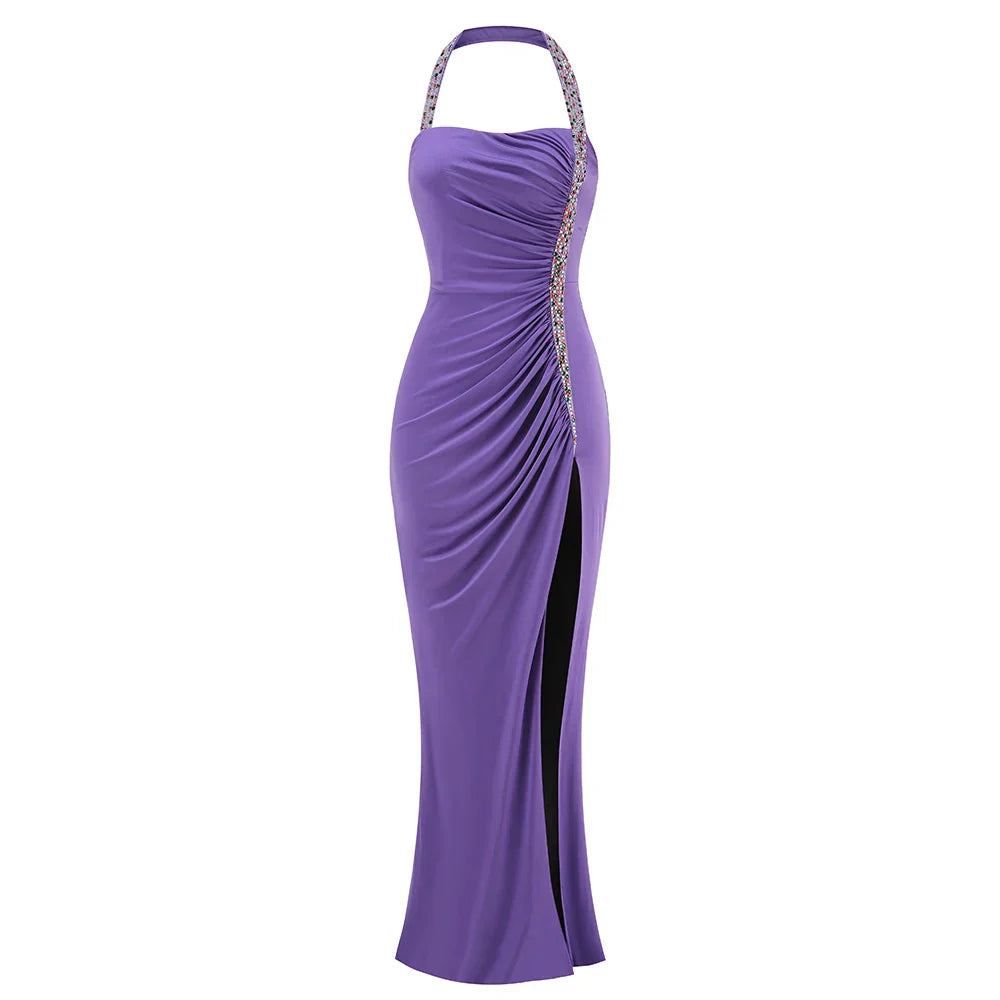 Polished Violet Reign Evening Dress – Side View