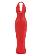 Polished Crimson Eclipse Evening Dress – Side View