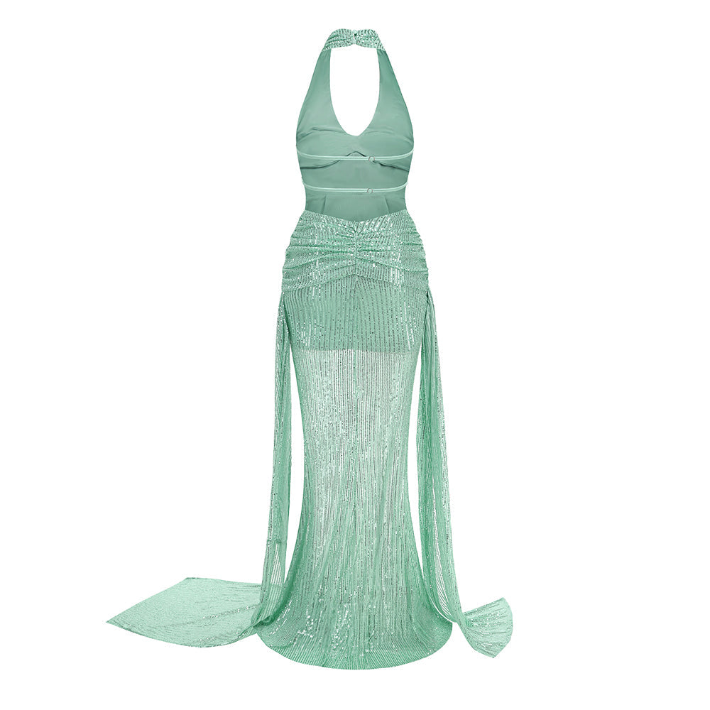 Stunning Mint Muse Evening Dress – Worn View