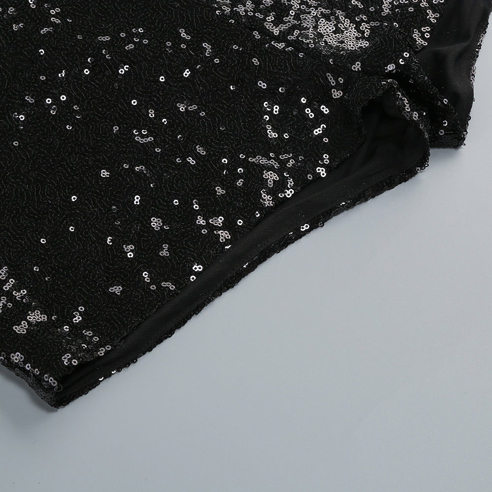 Luxe Noir Étoilé Evening Dress – Worn View
