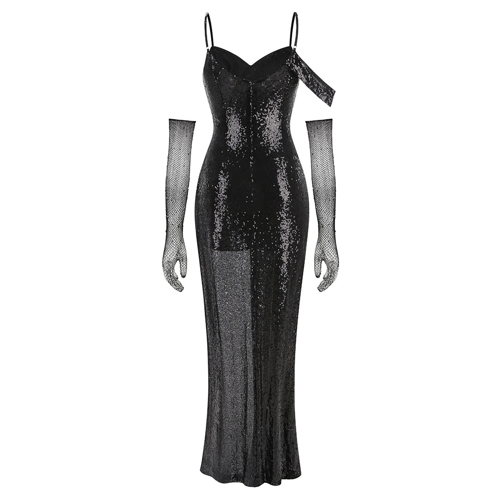 Luxe Noir Étoilé Evening Dress – Back View