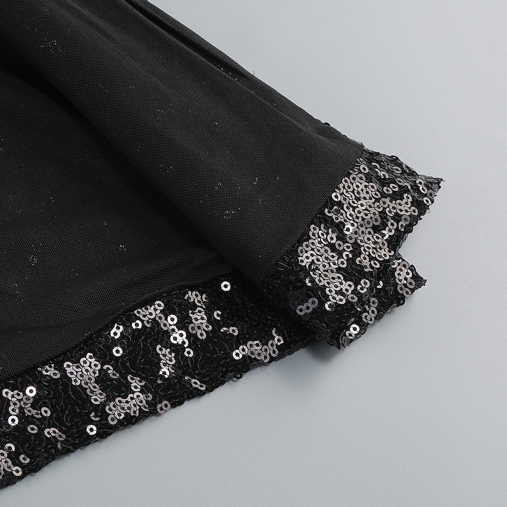 Luxe Noir Étoilé Evening Dress – Silhouette